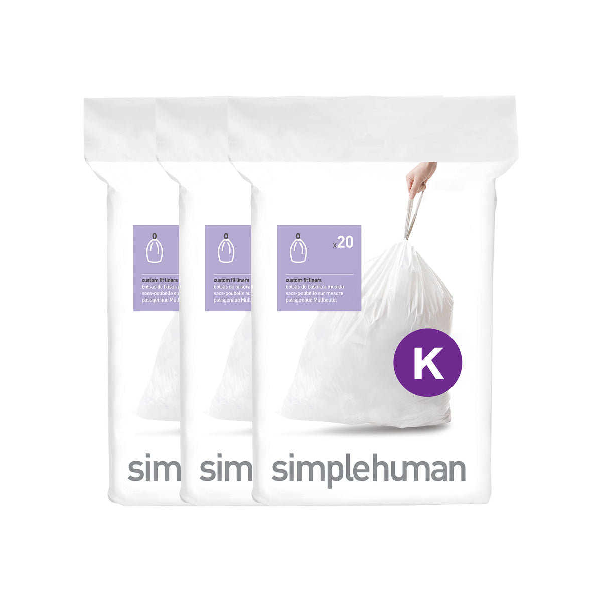simplehuman custom fit liners - code K 60 pack