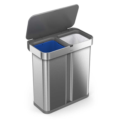 58L dual compartment rectangular sensor bin with voice and motion control