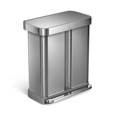 58L dual compartment pedal bin with liner pocket