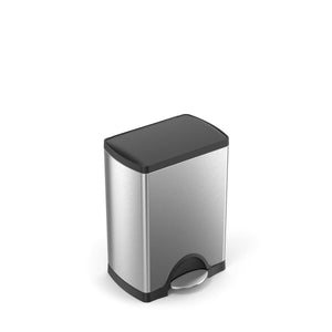 simplehuman 30 litre rectangular pedal bin, brushed stainless steel with plastic lid