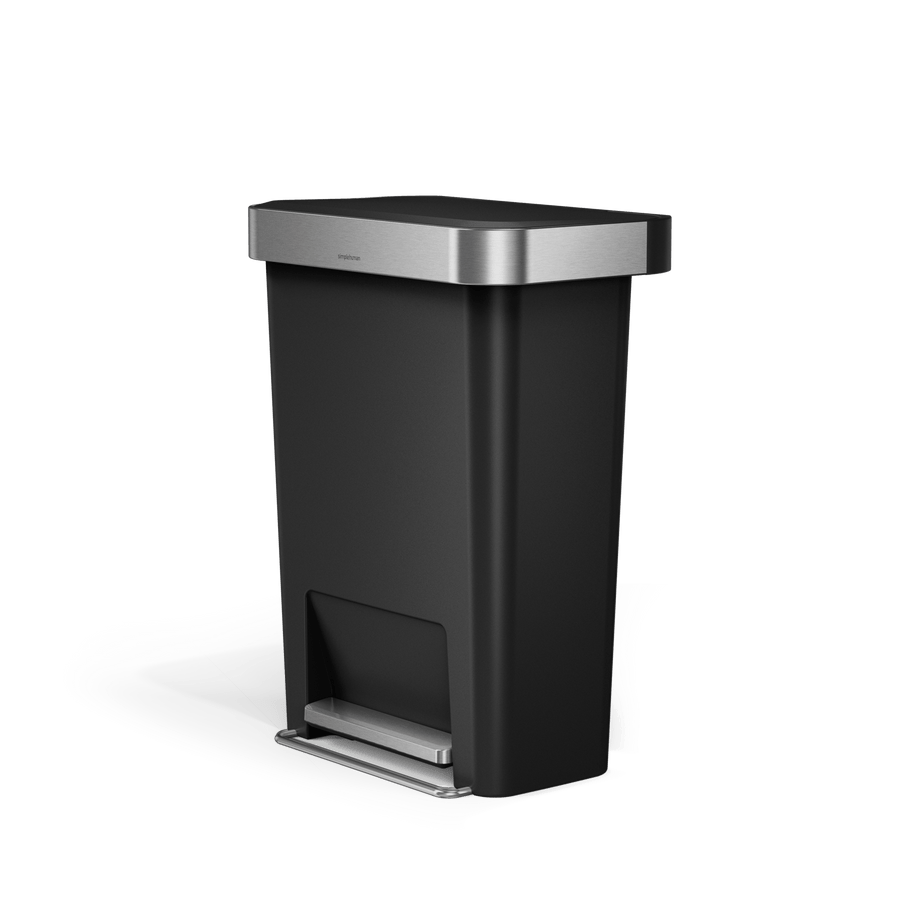 45 litre, rectangular pedal bin with liner pocket