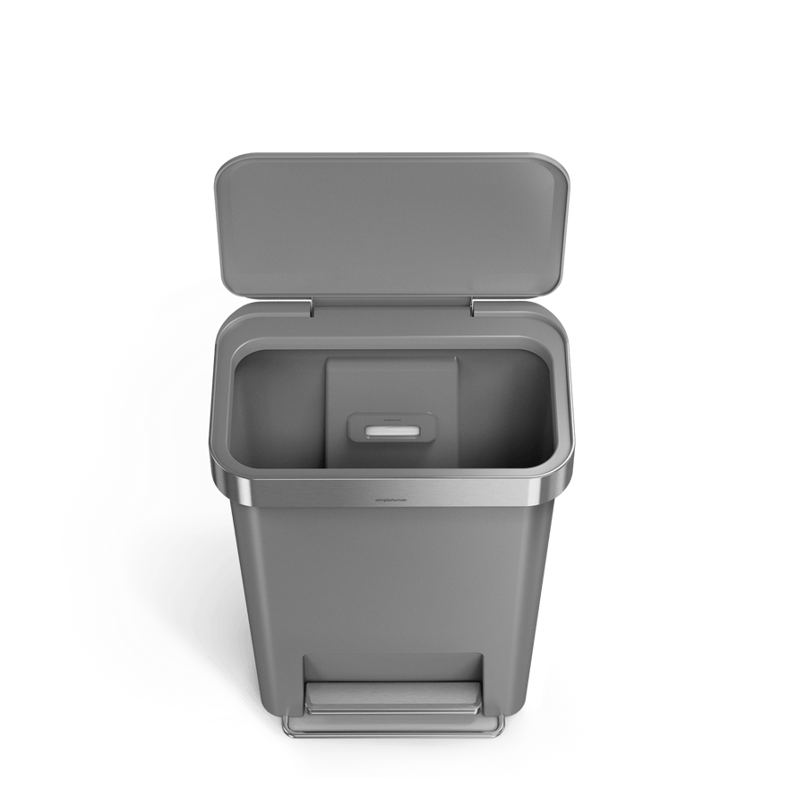 45 litre, rectangular pedal bin with liner pocket