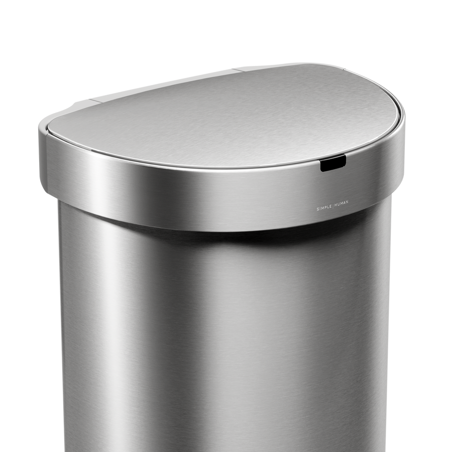 45 litre, semi-round sensor bin with liner pocket