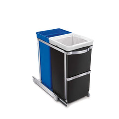 35L dual compartment under counter pull-out bin - 3/4 view