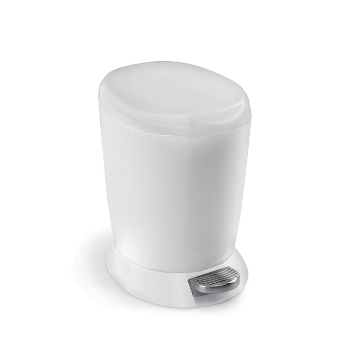 6L round plastic pedal bin - white - main image