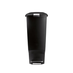 40L slim plastic pedal bin - black - front view image