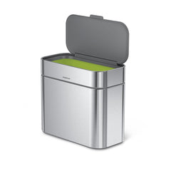 45L rectangular pedal bin with liner pocket + compost caddy