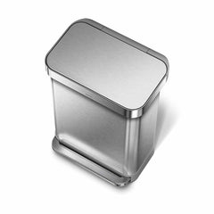 55L rectangular pedal bin with liner pocket - brushed finish - top down view