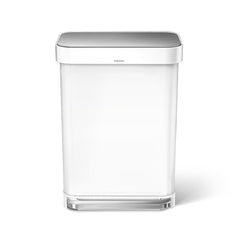 55L rectangular pedal bin with liner pocket - white finish - front view image