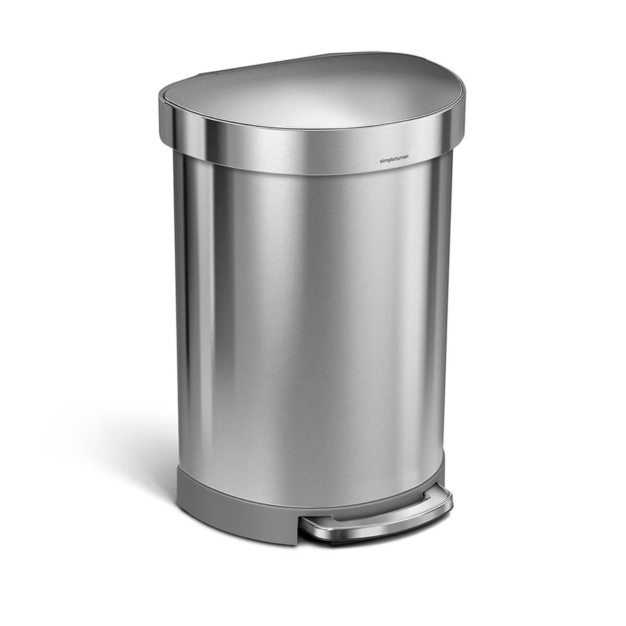 60 litre pedal bin 60 litre, semi-round bin with liner rim, Brushed