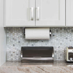 wall mount paper towel holder - lifestyle under kitchen cabinets